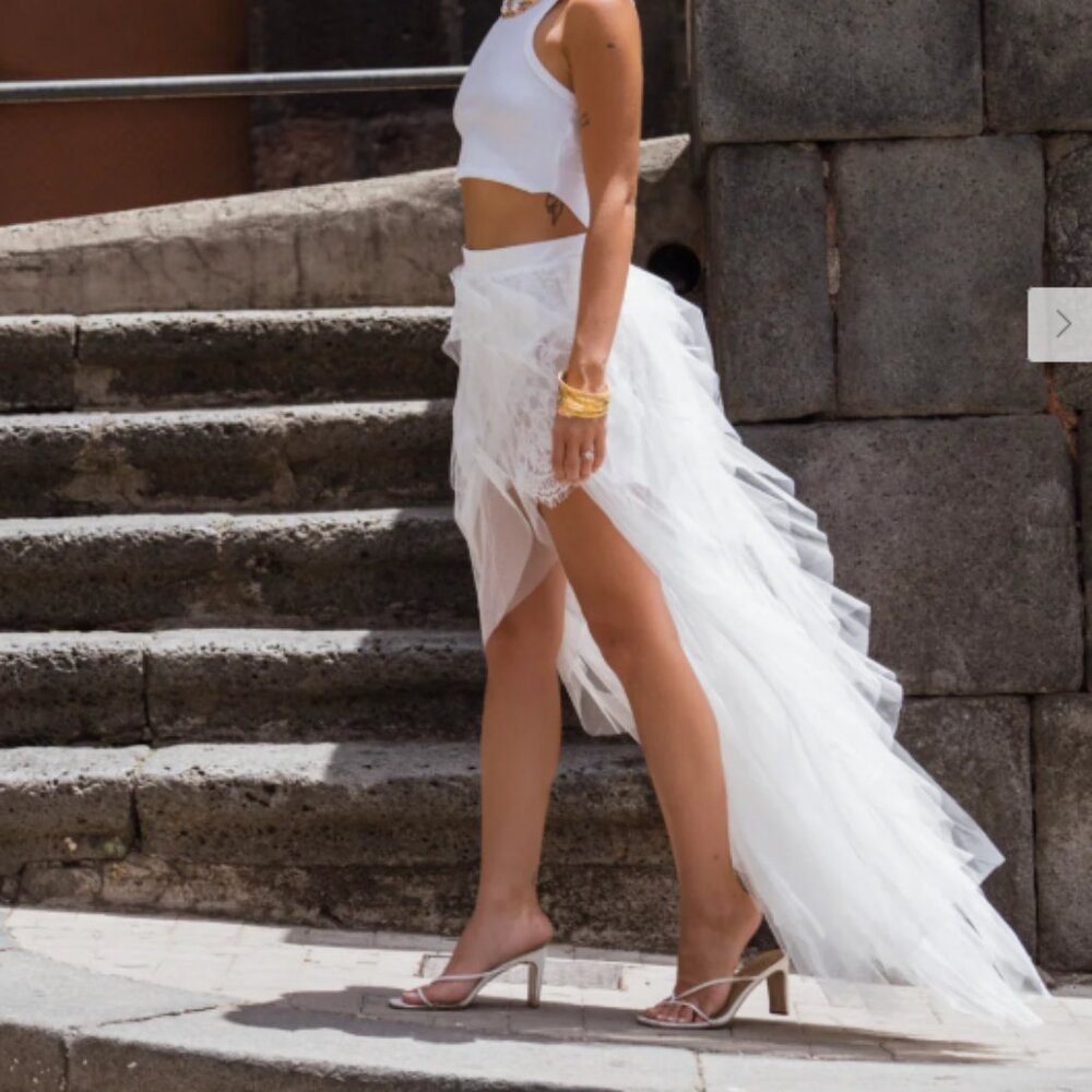 12th Tribe White Sheer Layered Skirt